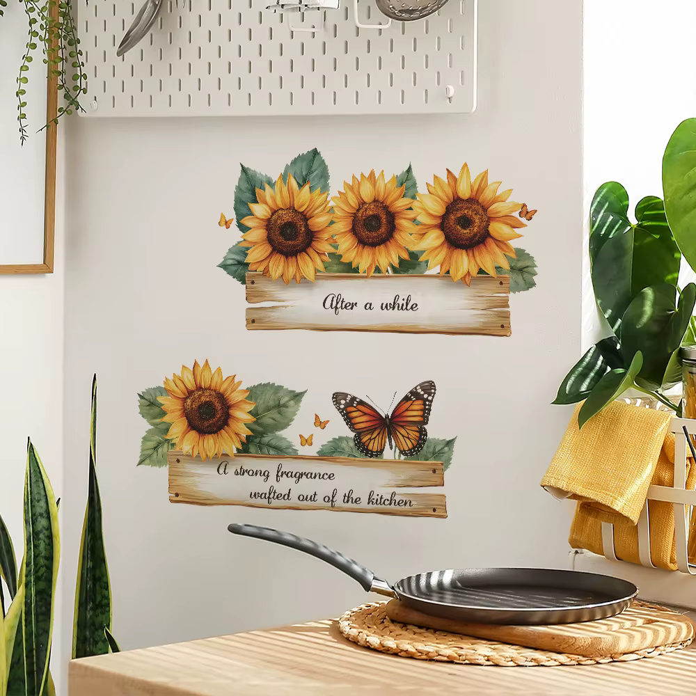 Slogan anglais fleur de tournesol, autocollants muraux pour chambre à coucher, salon, maison, embellissement du fond mural et décoration