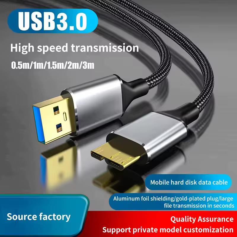Câble de disque dur externe USB3.0 Type A vers Micro B, 5Gbps, cordon de synchronisation de données rapide, câble Micro B USB3.0 HDD pour Samsung Toshiba