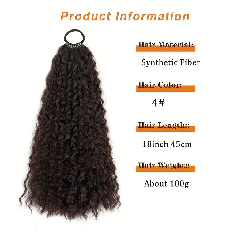 WIGSIN 18 pouces synthétique longue queue de cheval bouclée avec élastique cheveux corde Extensions