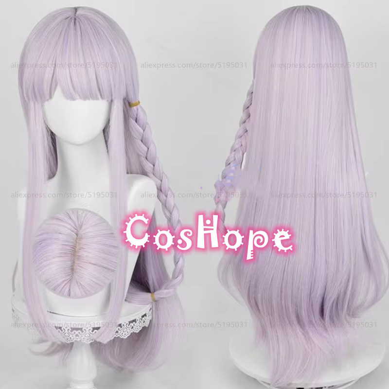 Kirigiri Kyoko Cosplay perruque 80 cm cheveux longs violet clair