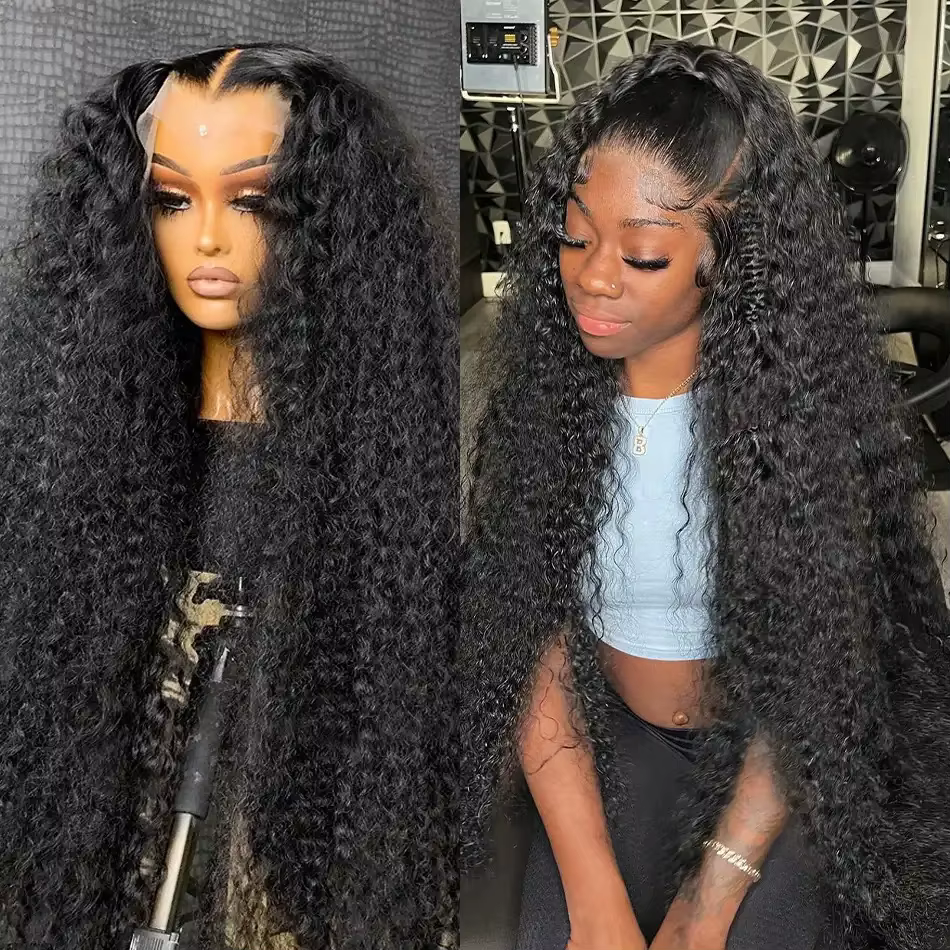 Perruques en cheveux humains bouclés malaisiens 13x6