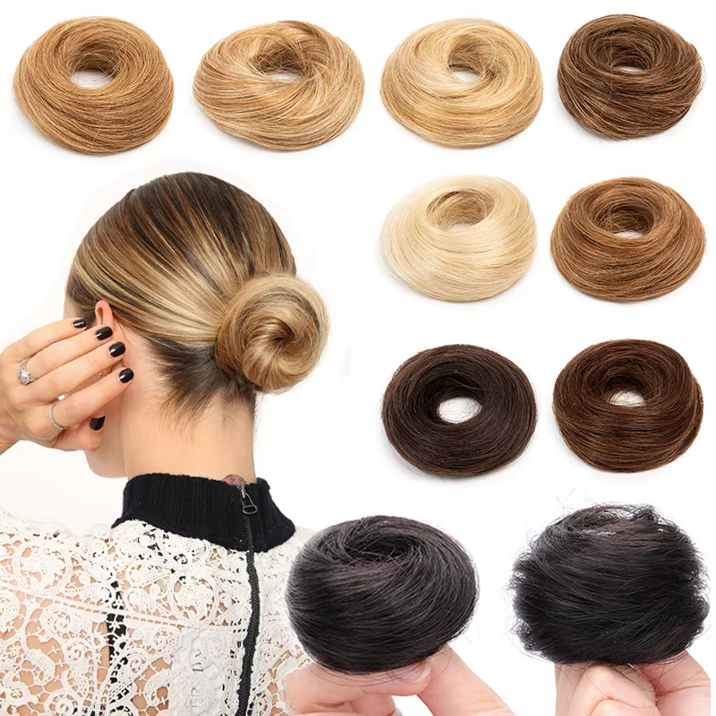 Chignon de cheveux humains Scrunchie postiche Updo