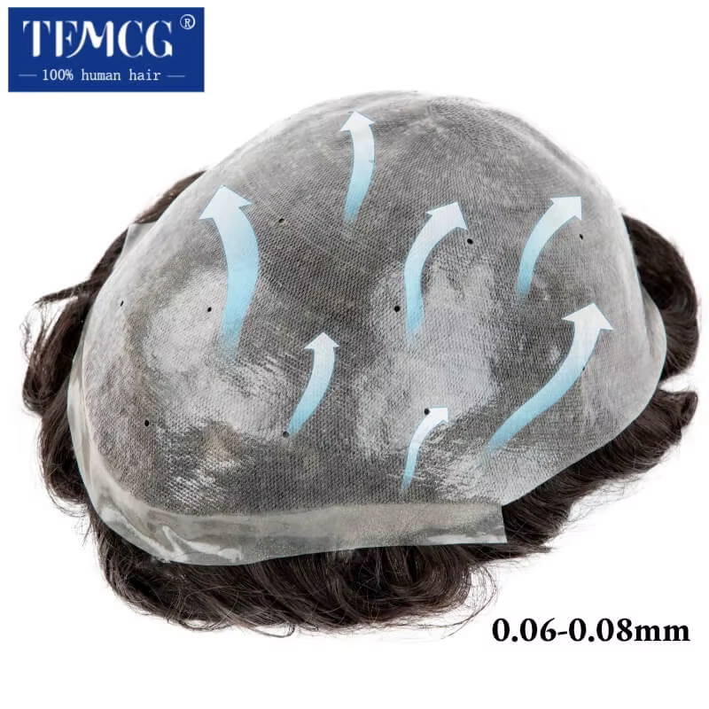 Perruque toupet capillaire 100% naturelle pour homme