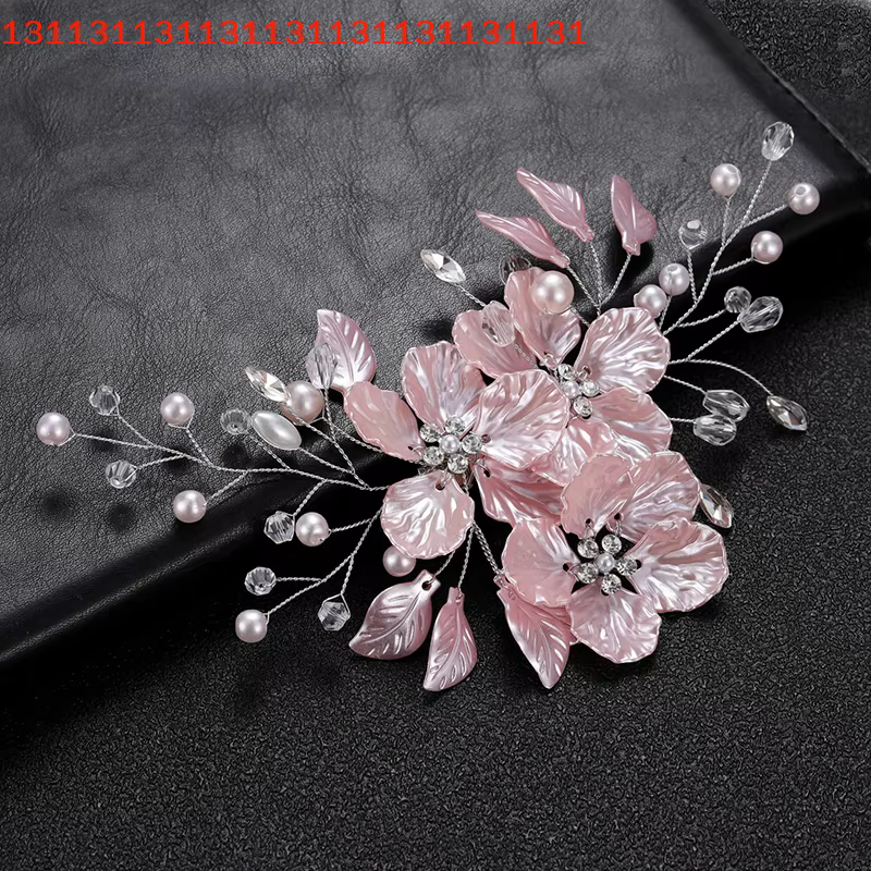 Pinces à cheveux en perles de cristal et fleurs