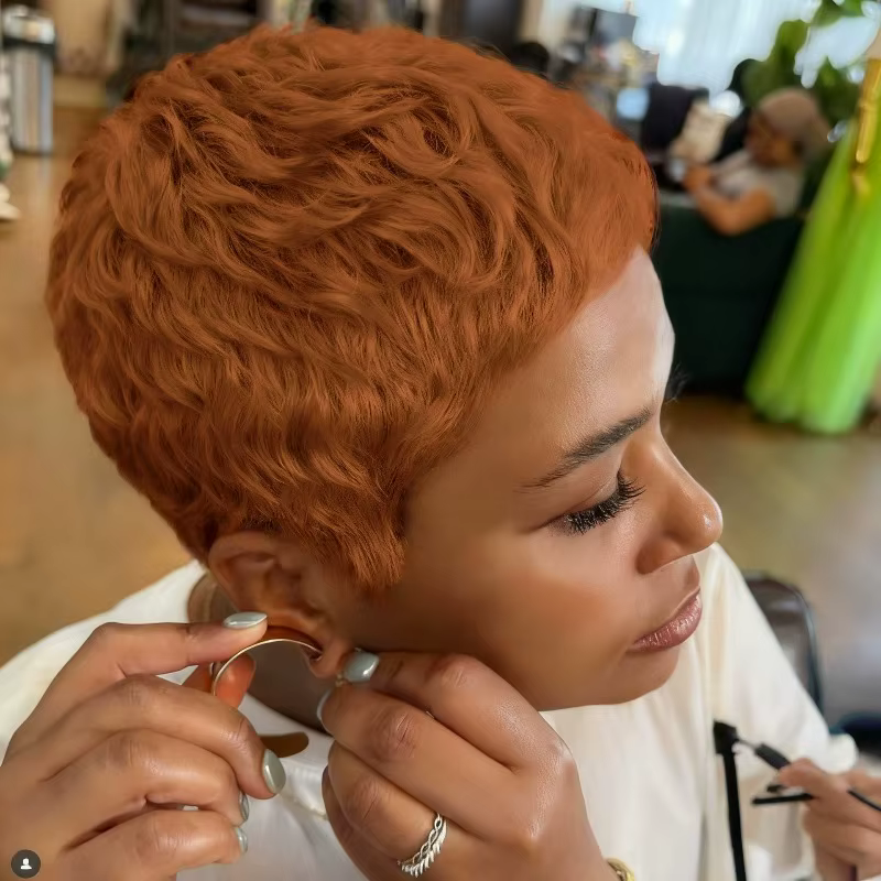 Perruque de cheveux humains entièrement fabriquée à la machine de 6 pouces 27 # 99J # 30 # Style simple pour les femmes