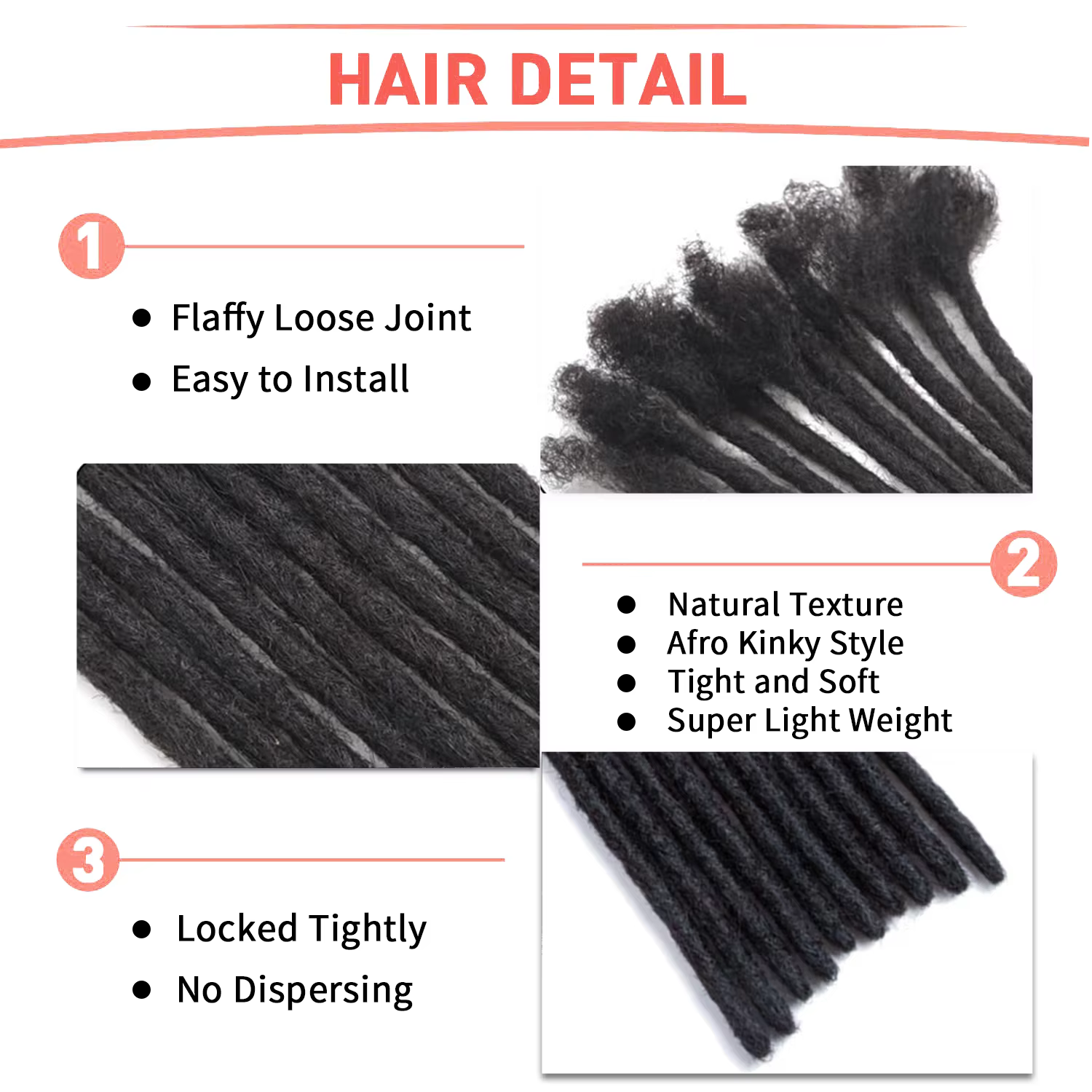 6-12 poucesDreadlocks Extensions synthétiques dreads cheveux Reggae Hip-hop synthétique Afro crépus Style Locs