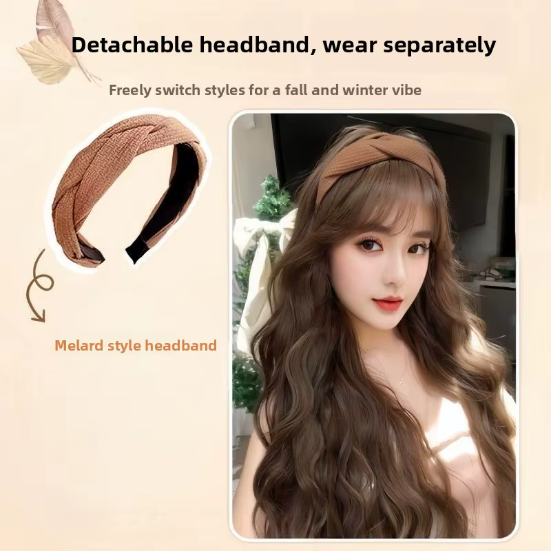 Bandeau Cheveux Longs Bouclés Couleur Caramel