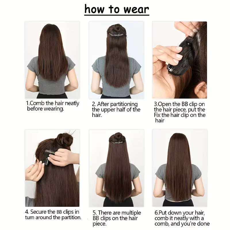 Extension de cheveux synthétiques longs et lisses de 32 pouces/40 pouces