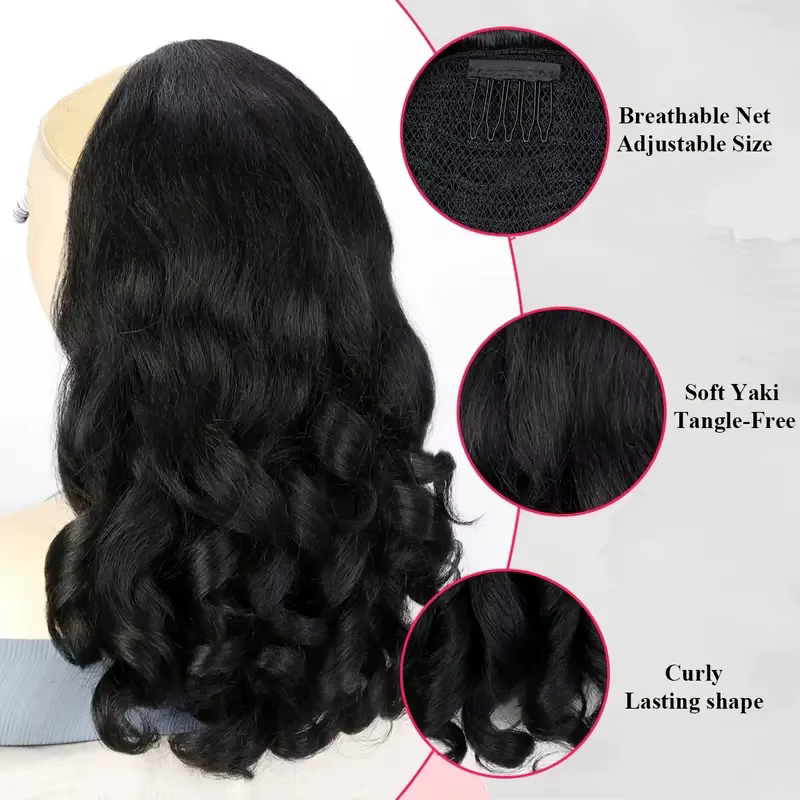 Extension de queue de cheval bouclée synthétique Yaki Bergame pour femme