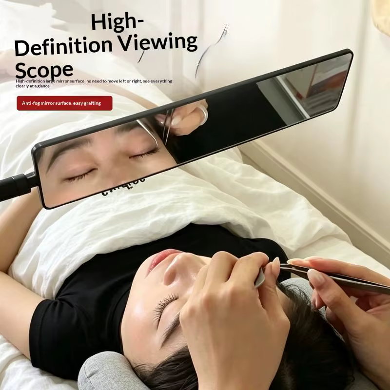 Miroir de contrôle pour extensions de cils HD anti-buée, design en bande longue, 1 pièce, portable pour usage domestique et quotidien, pour greffe de cils DIY