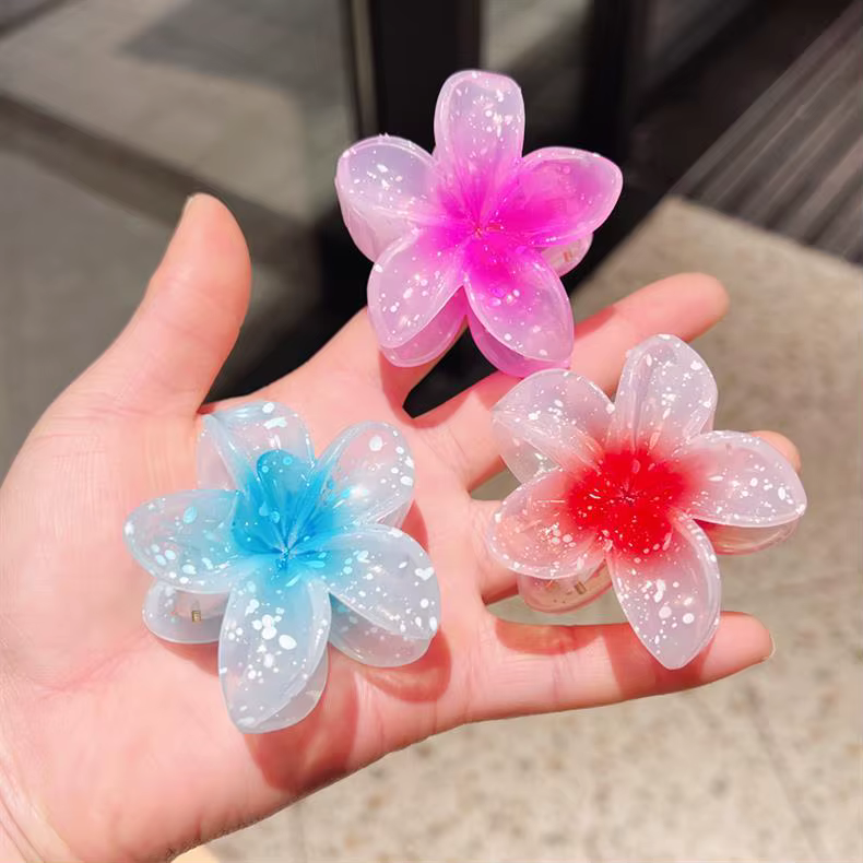 Pince à cheveux transparente à paillettes