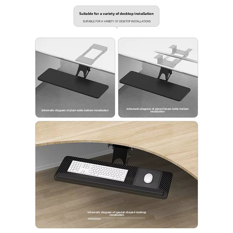 Support de clavier ergonomique avec tiroir coulissant, plateau de souris, Extension de bureau, bras de Support rotatif pour bureau à domicile, bureau d'ordinateur