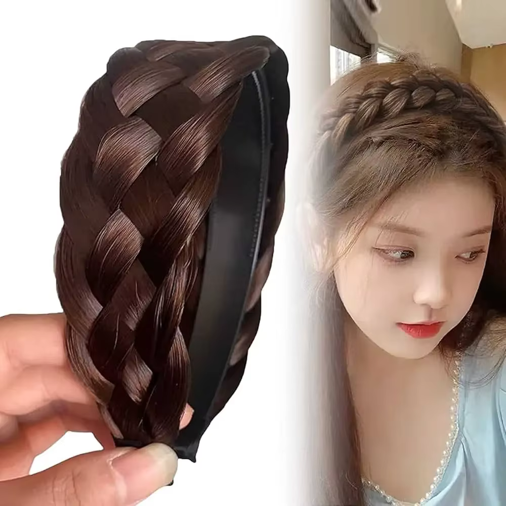 Twist perruque bandeaux pour femmes larges tresses en arête de poisson