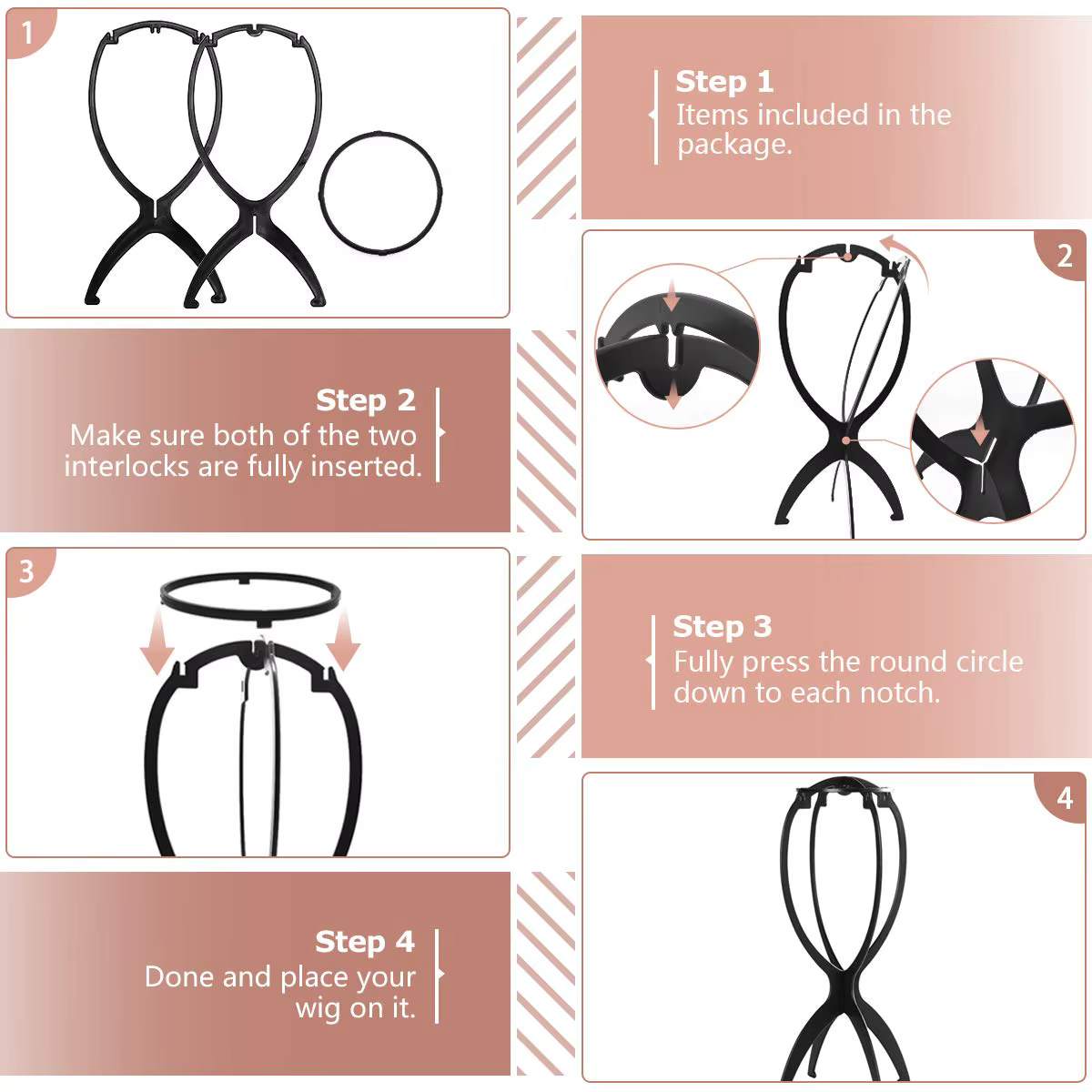 Support de perruque pliable