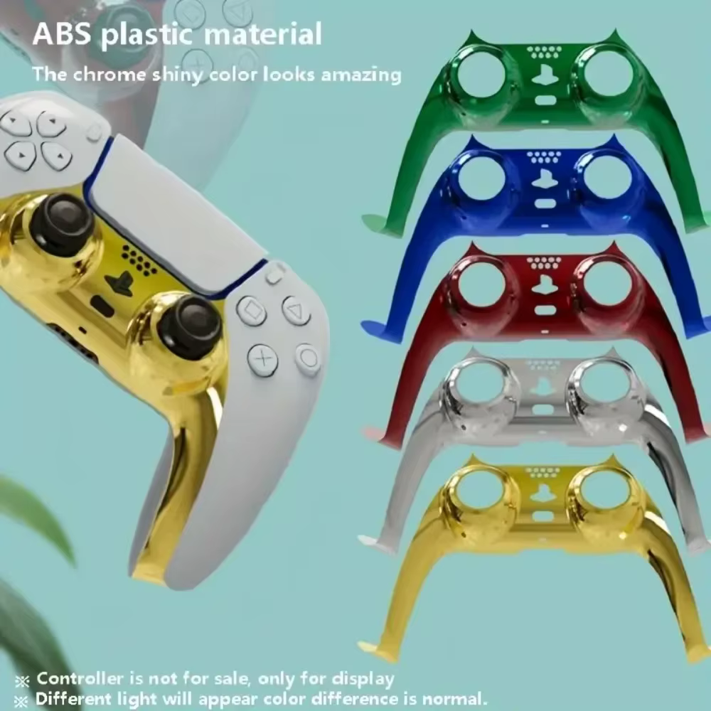 Coque de manette de remplacement chromée noire brillante DIY pour PS5, plaques personnalisées compatibles avec la mise à niveau pour PS5 Slim