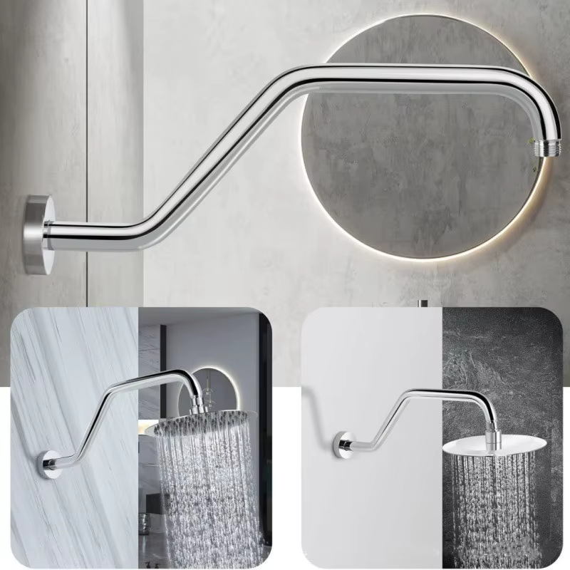Support de Douche Mural Fixe pour Tête de Douche, Extension de Bras de Douche, Chromé, Nickel Brossé, Noir, Accessoires