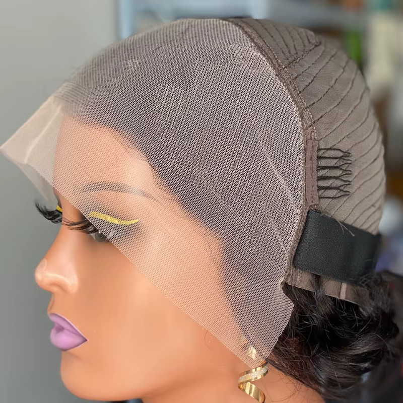 200% densité haute qualité bouclés coupe lutin 13x4 dentelle frontale ondulée perruques cheveux humains vierges doux aspect naturel facile Style confort