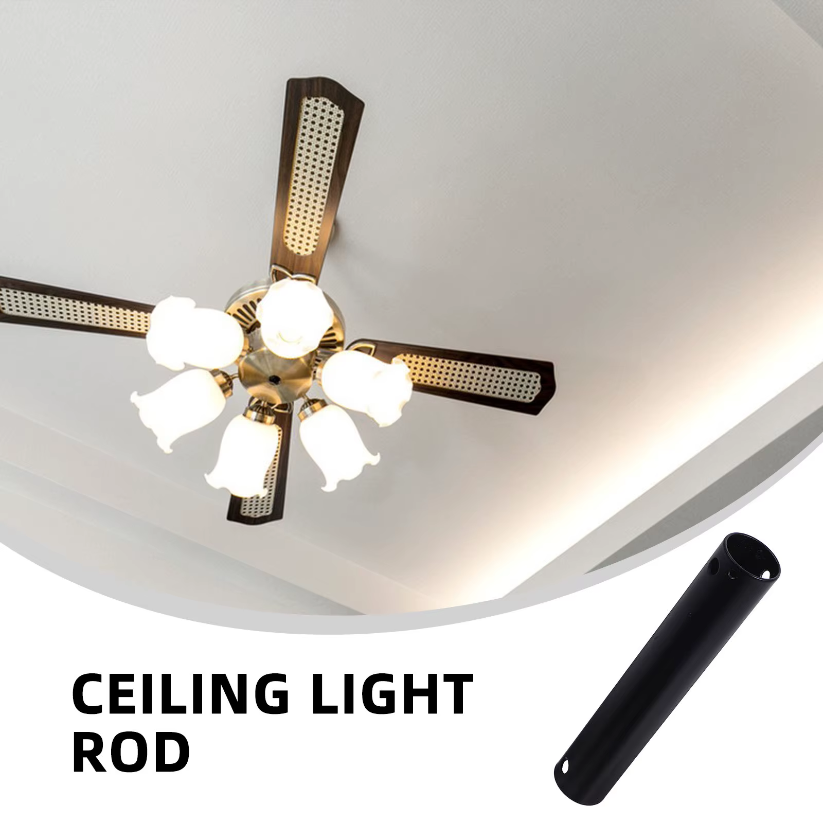 Tige d'extension de ventilateur de plafond universelle de 150 mm, en fer, robuste, pour suspension de ventilateur et luminaire, idéale pour les ventilateurs de plafond hauts