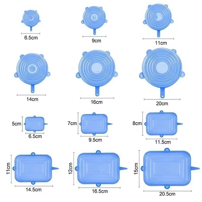Lot de 6/12/24 couvercles alimentaires en silicone extensibles, réutilisables, hermétiques, pour la conservation des aliments, accessoires de cuisine, rangement réfrigérateur