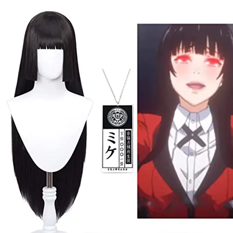 Perruque de Cosplay Jabami Yumeko Noire