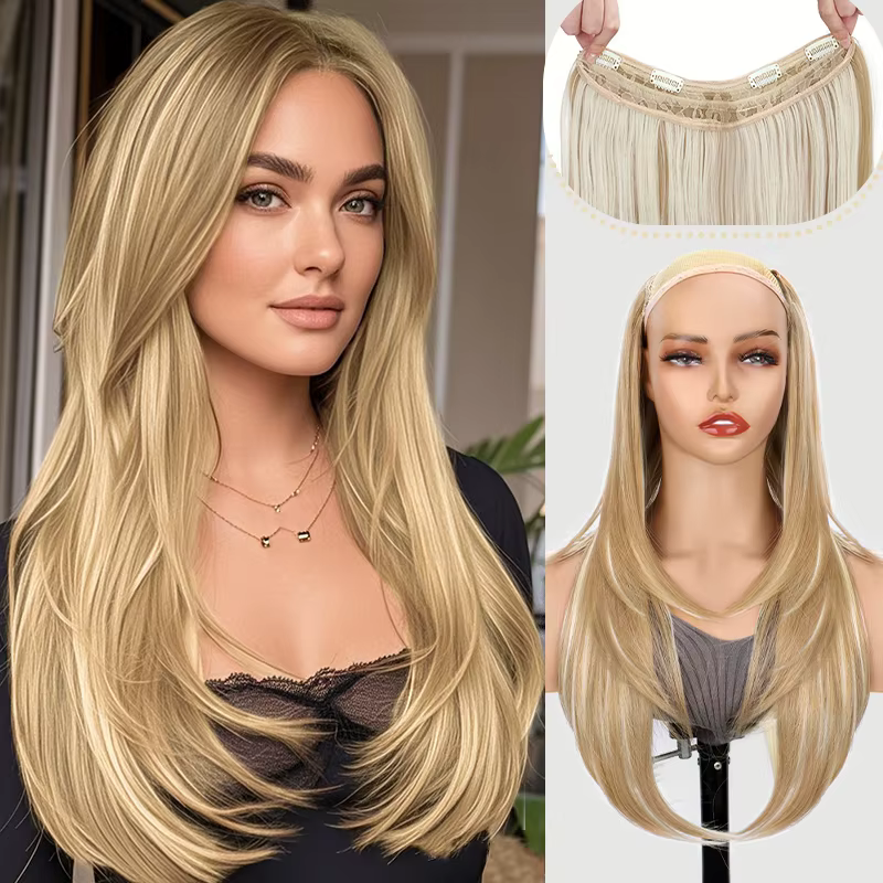 Extension capillaire synthétique longue et lisse de 22 pouces