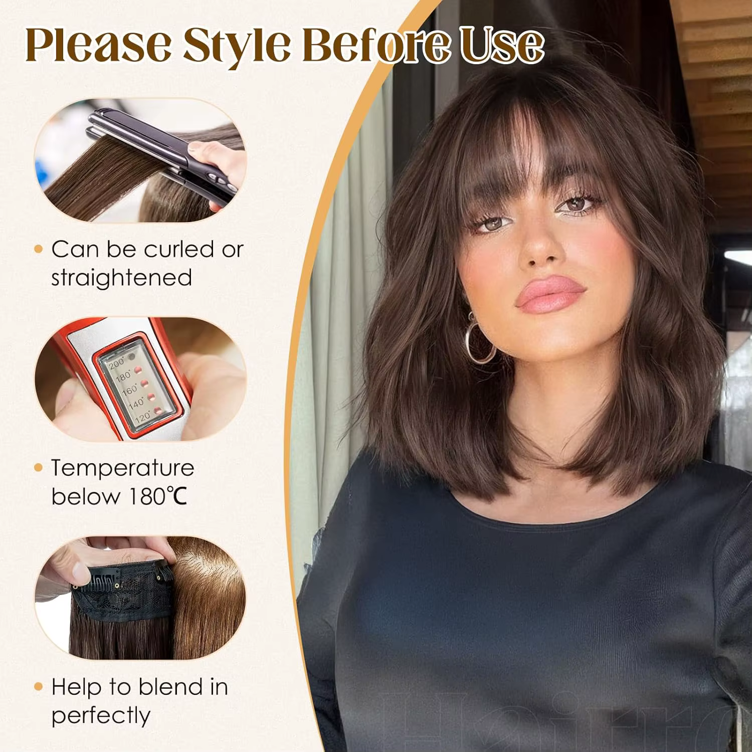 Extensions à clipser en cheveux humains véritables - 5 pièces