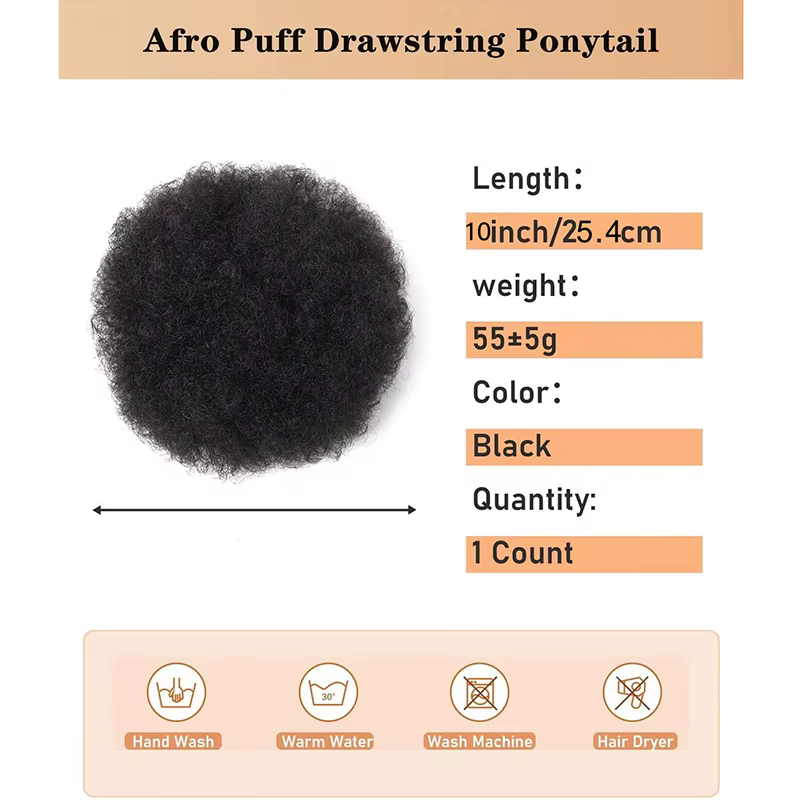 Afro cheveux bouclés Chignons Updo Chignon cordon queue de cheval femmes court crépus