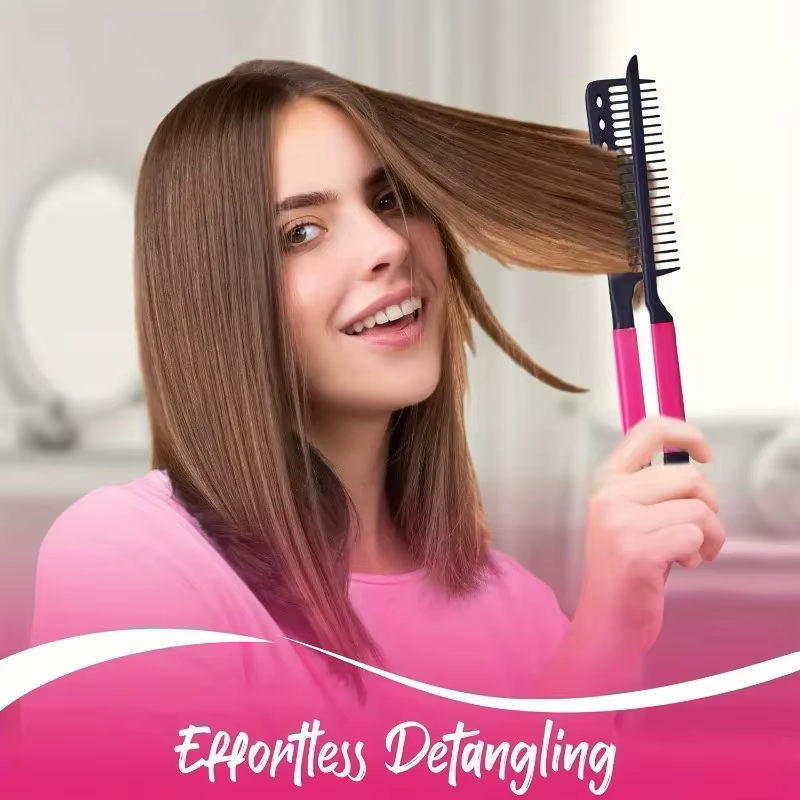 WANMEI 1/2 pièces en forme de peigne à cheveux raides en plastique démêlant