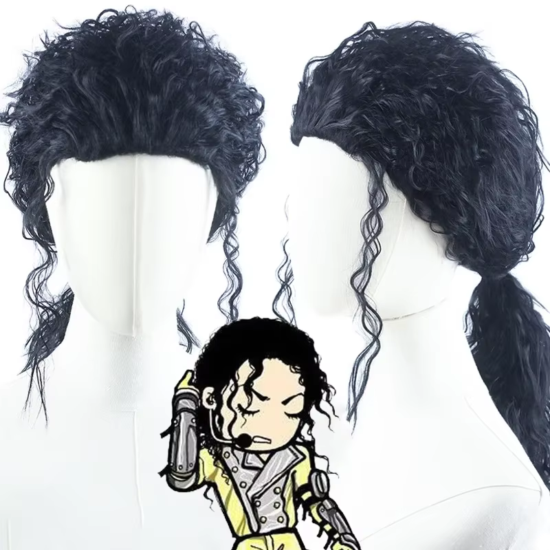 Michael Cosplay perruque noire MJ homme adulte