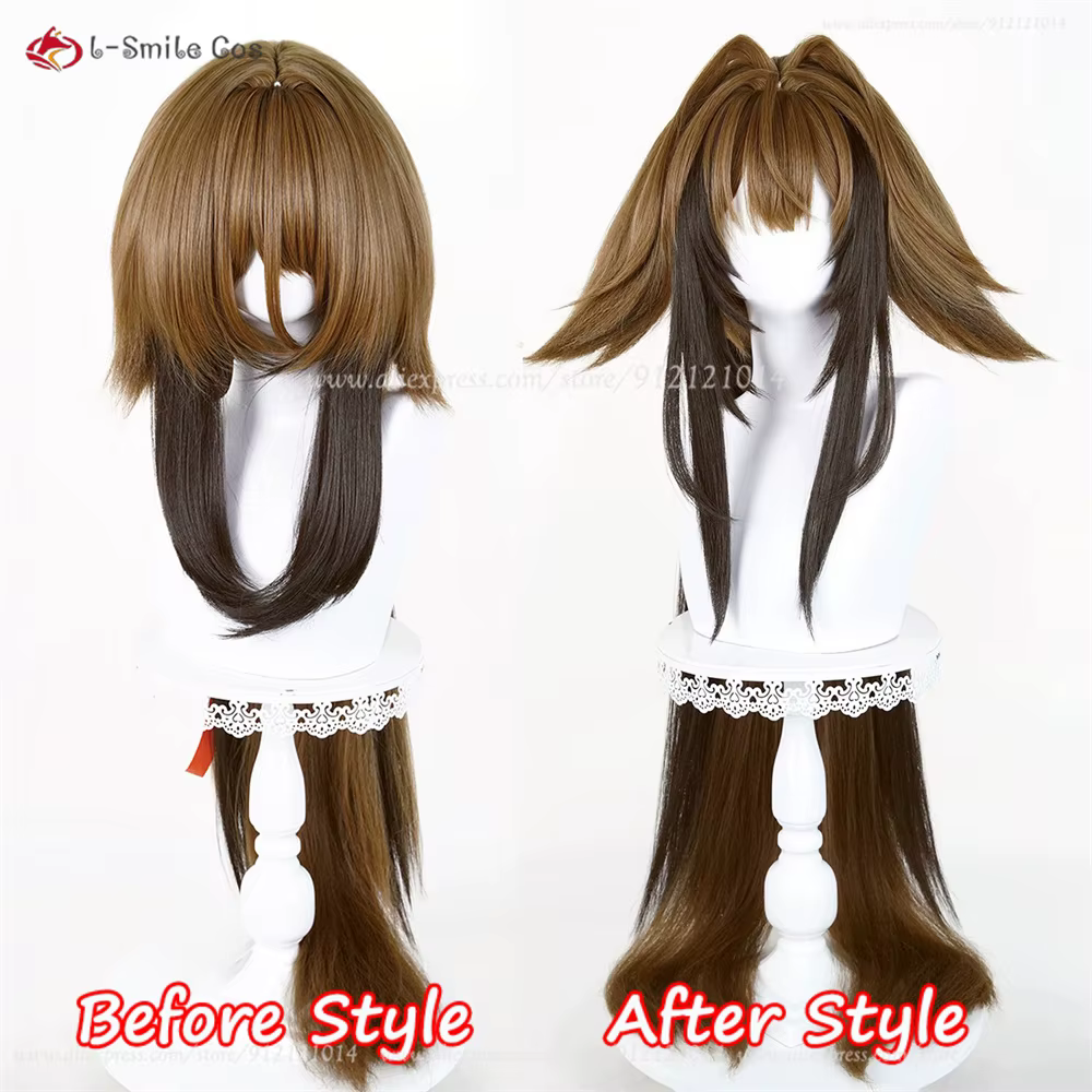 ZZZ Ye Shunguang Cosplay perruque lin mélange marron 90 cm perruques pour femmes
