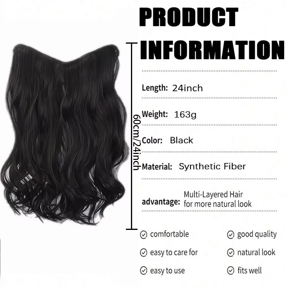 Extensions de cheveux à grande vague en forme de V en Fiber synthétique de 24 pouces pour les femmes caucasiennes