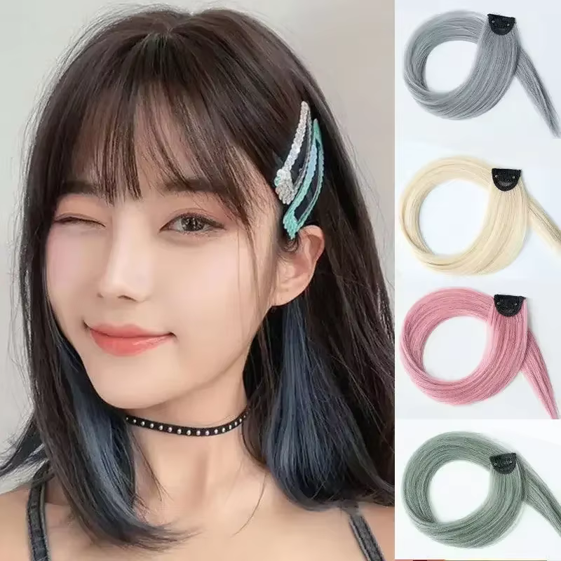 60cm Extension de cheveux pince en postiche longue droite suspendue oreille perruque