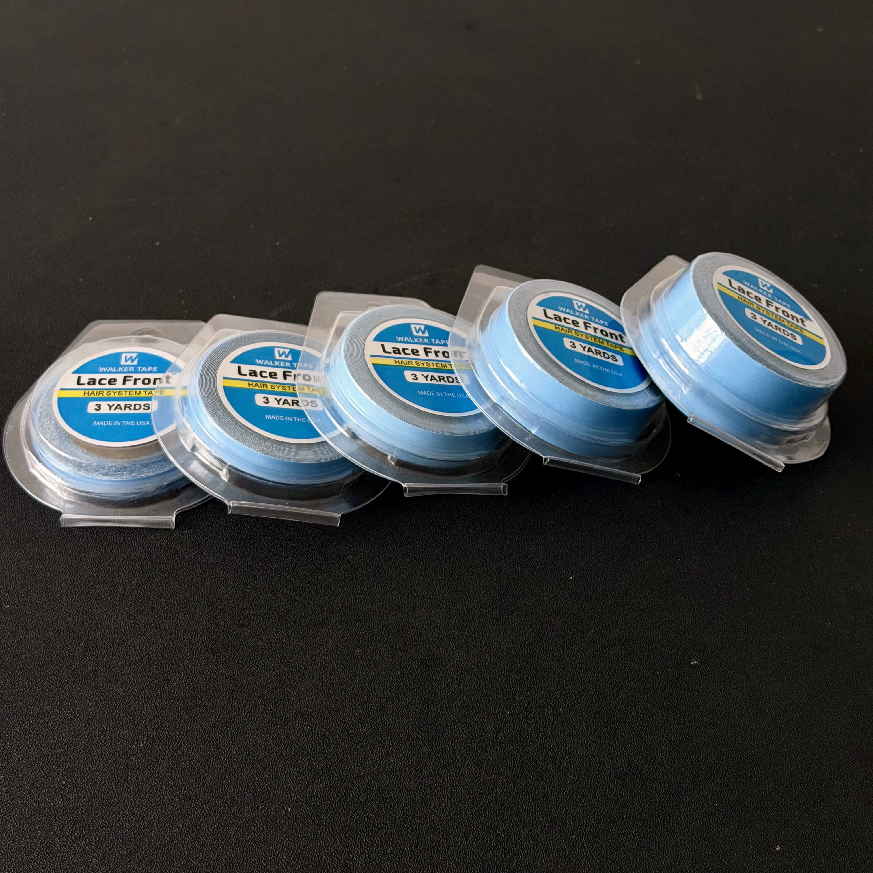 1/2/5 Rouleaux de ruban adhésif double face bleu super résistant pour extensions de cheveux/perruques en dentelle/toupets, 0,8/1 cm x 3 yards