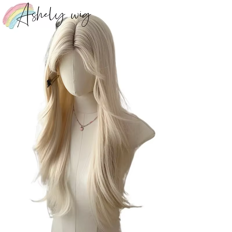 Perruque blonde longue droite pour femme