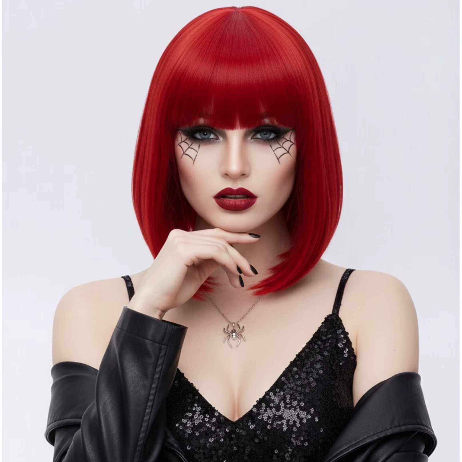 MSIWIGS femmes synthétiques droites courtes rouge Bob perruques avec frange Cosplay perruque femme