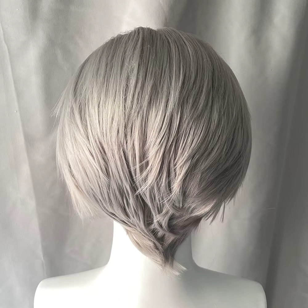 Widow‘s Peak Perruques synthétiques gris moyen pour hommes