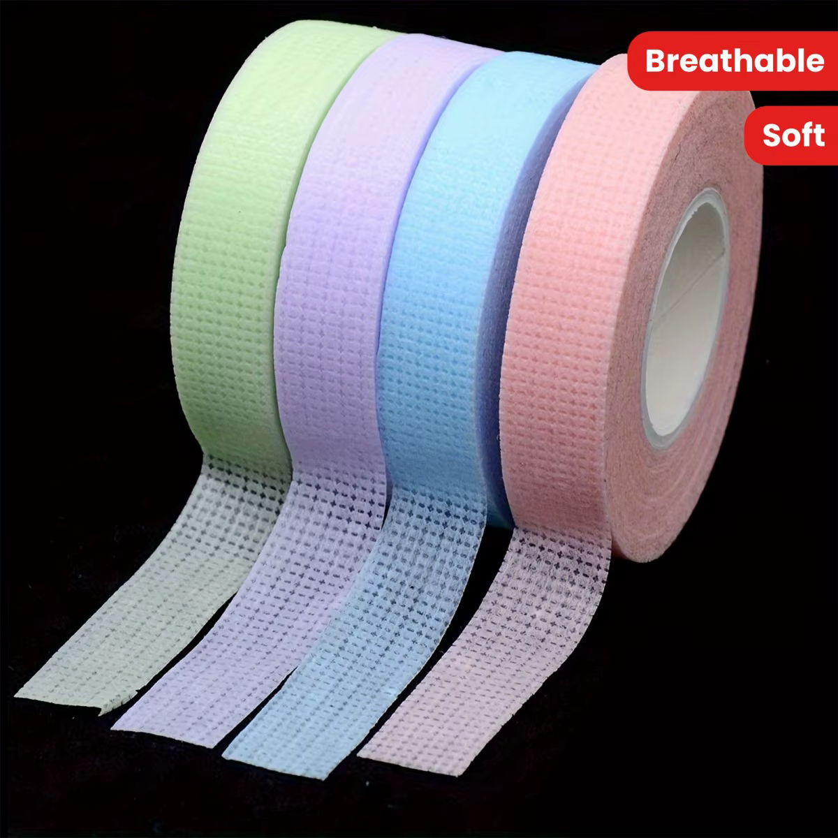 4 rouleaux de ruban adhésif respirant pour extensions de cils, riches en couleurs, ruban adhésif professionnel doux, adapté au greffage des cils