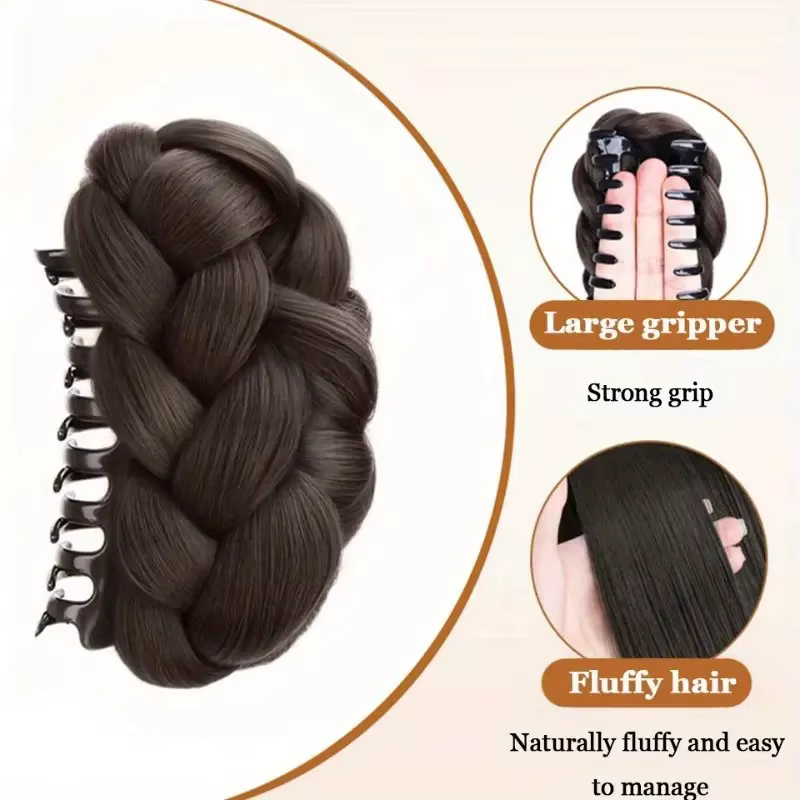 Postiche synthétique élégante pour chignon, pince à griffe ovale, accessoire pour chignon haut pour femmes, adapté à un usage quotidien, accessoires pour cheveux