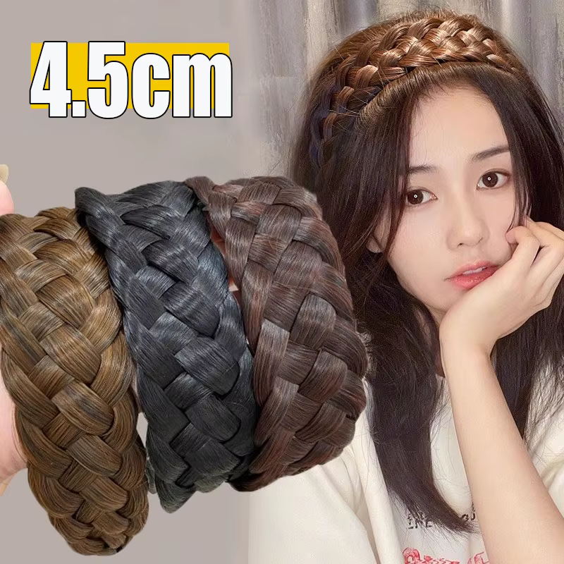 Twist perruque bandeaux pour femmes larges tresses en arête de poisson