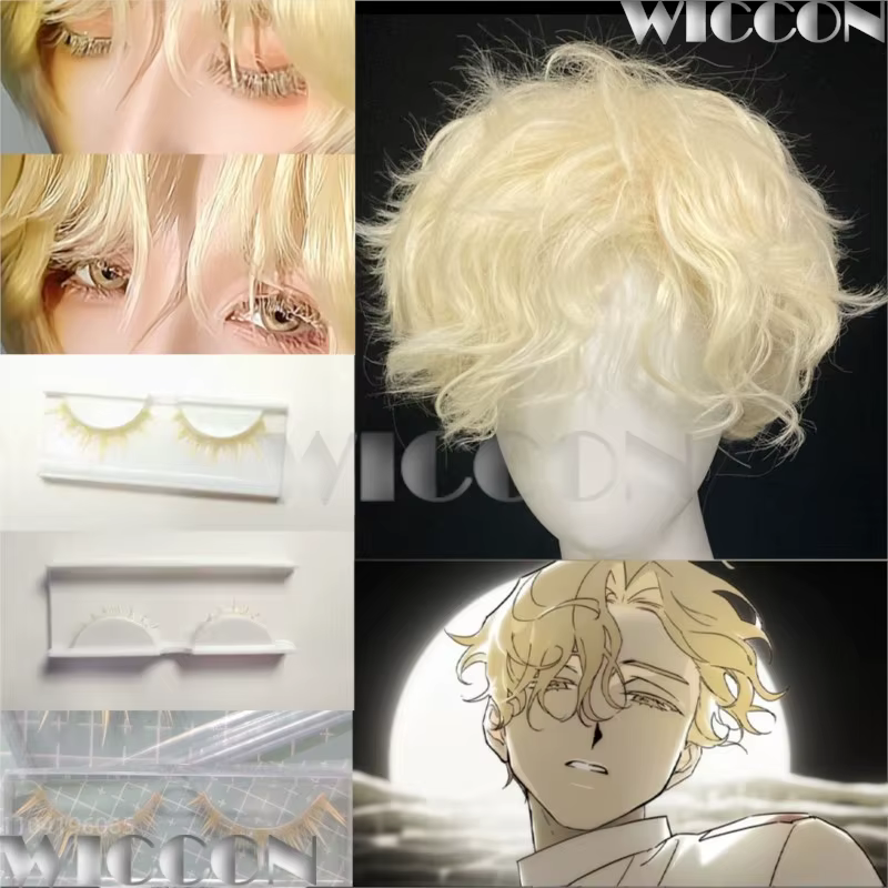 Luca Luka Alien scène Cosplay accessoire bouclés Blonde perruque cils ensemble Blink Gone règle de mon coeur homme Cos fête Halloween personnalisé