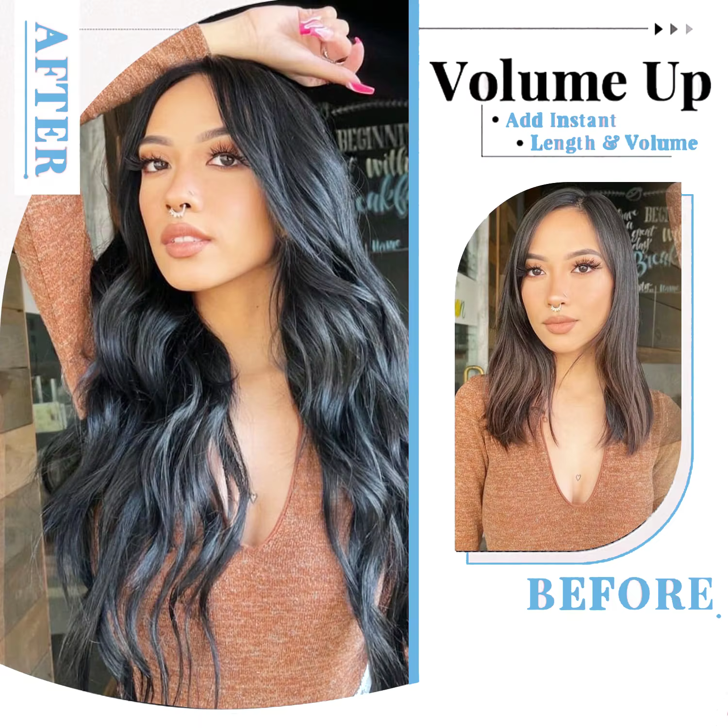 Extensions de cheveux humains à bandes adhésives