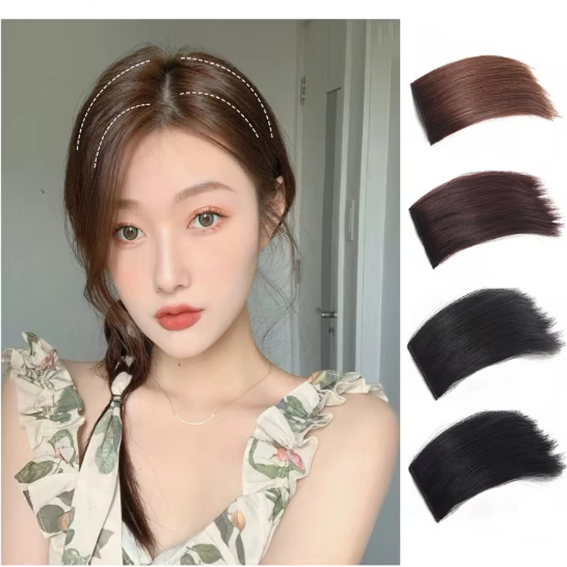Extension capillaire synthétique courte et lisse, 10cm, doublure de cheveux Invisible, couverture latérale supérieure, postiche pour femmes