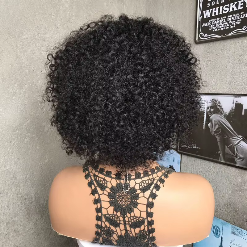 Crépus bouclés bandeau perruque 100% cheveux humains courts
