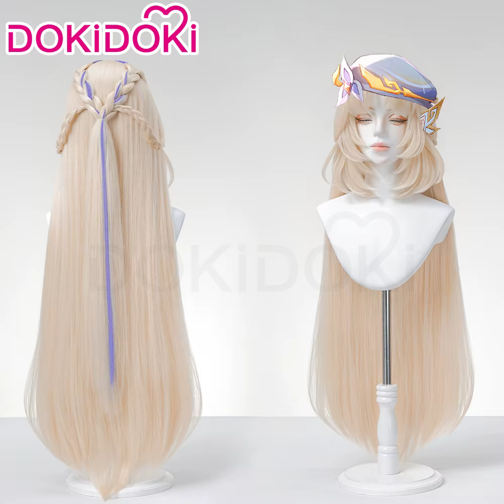 Lauma Nicole Reeyn Cosplay perruque jeu Genshin Impact DokiDoki femmes bleu doré cheveux longs