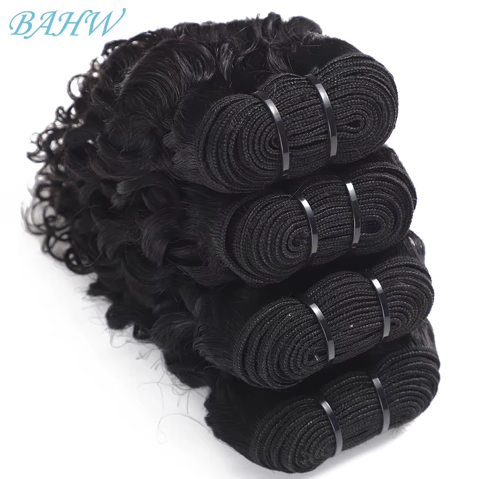 Cheveux brésiliens courts crépus bouclés paquets avec fermeture 100% non transformés Extension de trame