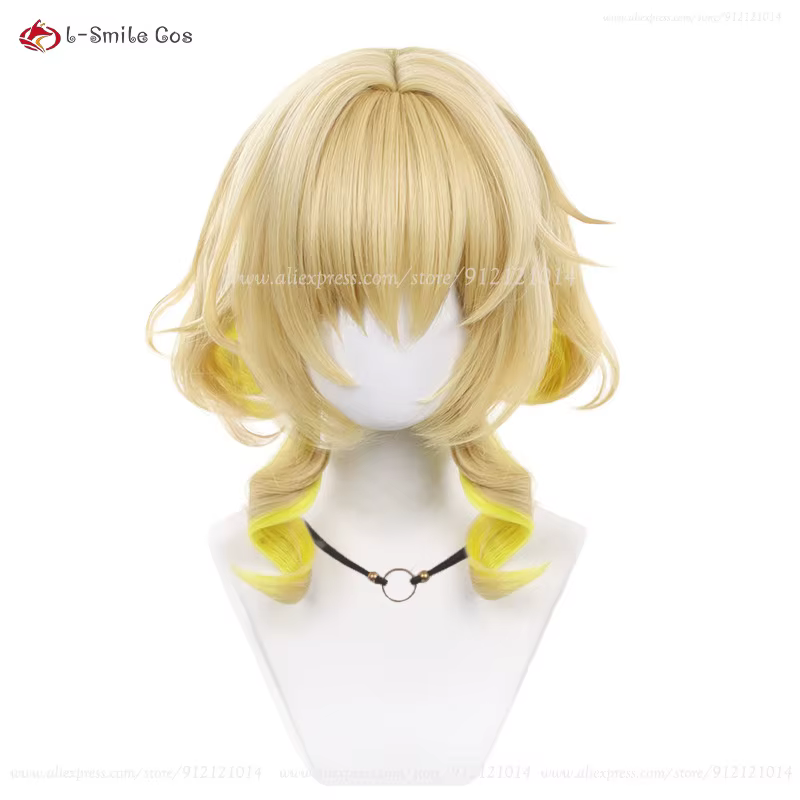 Hbackpack Aglaea-Perruque de Cosplay Jaune Dégradé Or