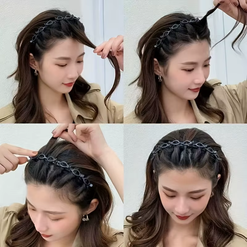 Lot de 2 pinces à cheveux rétro tressées