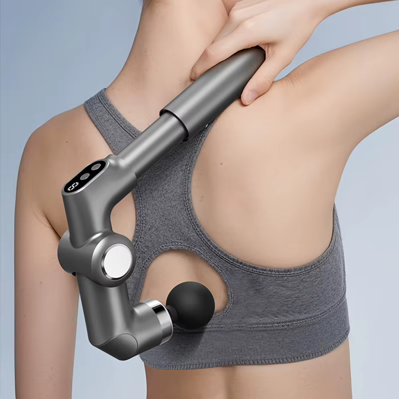 Pistolet de massage télescopique USB avec angle de coude réglable et 6 niveaux de force, massage sans intervention humaine