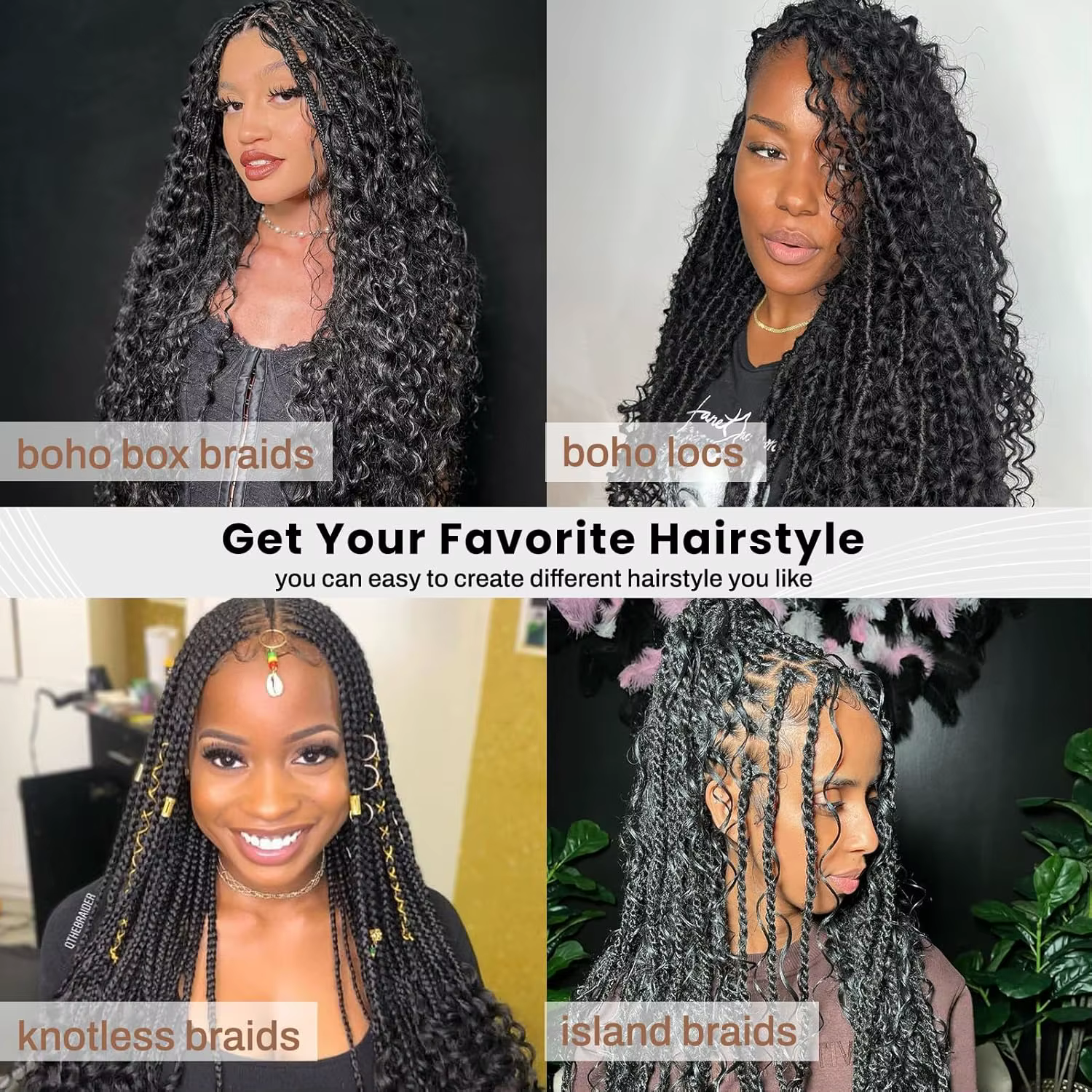 Tressage en vrac cheveux humains vague profonde couleur non transformée sans trame Boho tresses