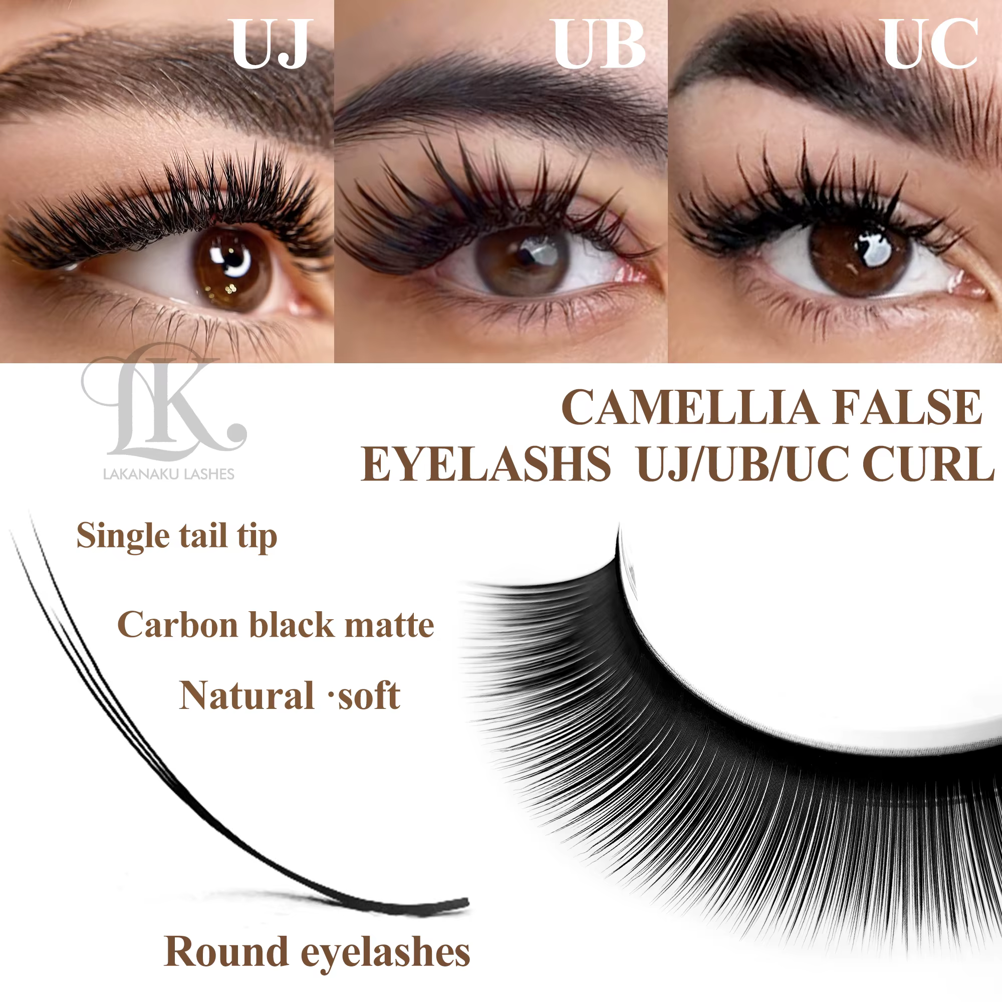Cils en boucles LAKANAKU UB UC UJ Camellia avec adhésif